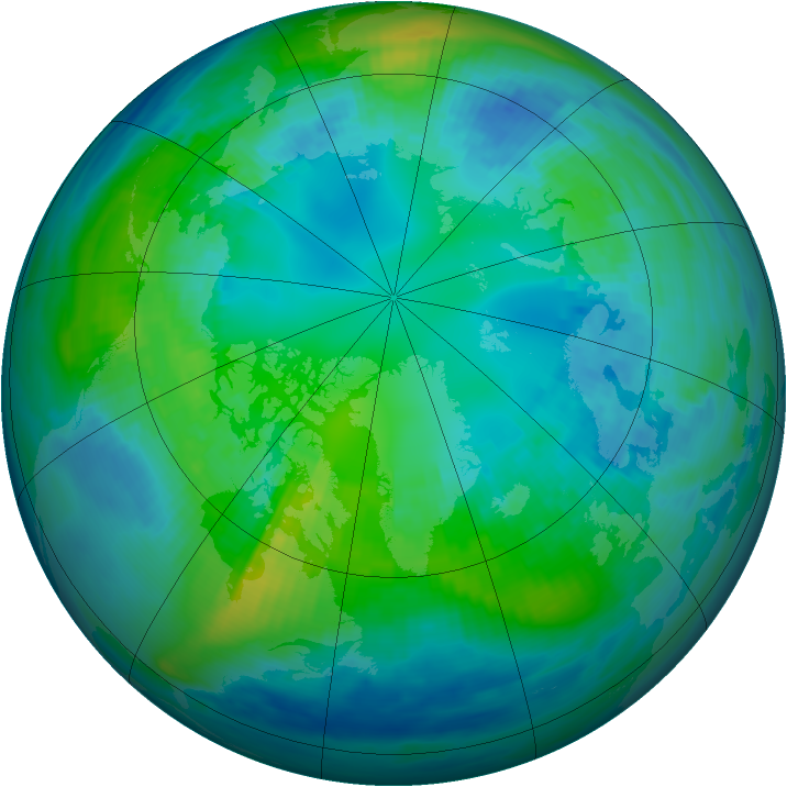 Arctic ozone map for 25 October 1990